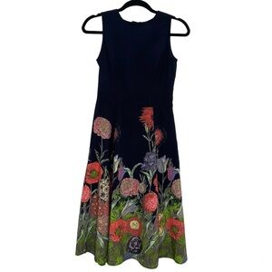 ASOS  Navy Floral Hem Midi Dress Size 4